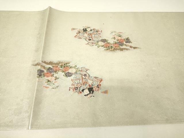 平和屋着物▼太鼓柄袋帯 童子遊び 金糸 引箔 正絹 逸品 DABH6263az
