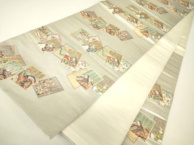 平和屋着物▼六通柄袋帯 源氏物語 プラチナ箔 金糸 正絹 逸品 DABH6264az