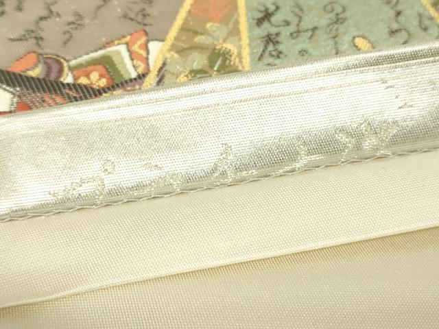 平和屋着物▼六通柄袋帯 源氏物語 プラチナ箔 金糸 正絹 逸品 DABH6264az