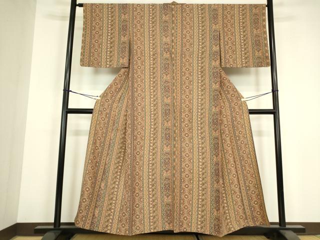 平和屋着物▽上質な小紋 単衣 ペイズリー柄 花間道 正絹 逸品 DABH6268az