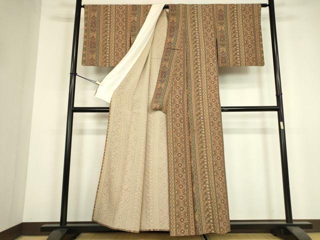 平和屋着物▽上質な小紋 単衣 ペイズリー柄 花間道 正絹 逸品 DABH6268az