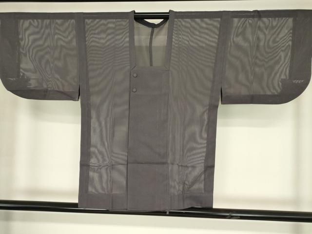 平和屋着物▽道行コート スリーシーズン 春夏秋 塵除け 格子文 紫鼠色 正絹 逸品 DABH6269az