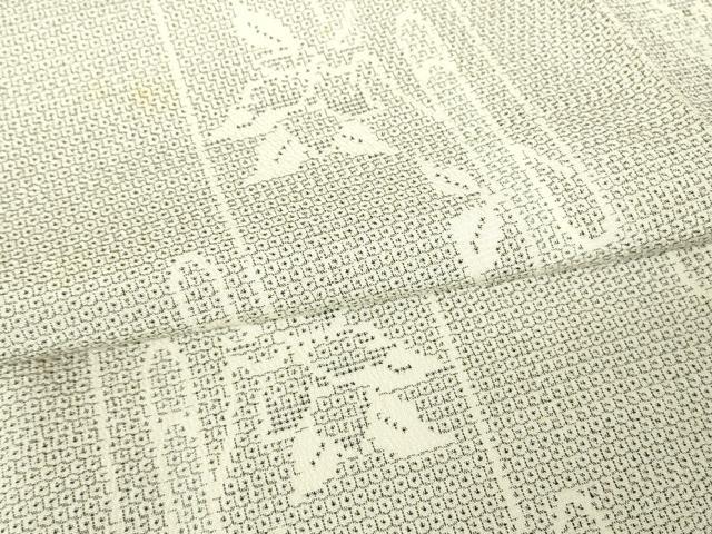 平和屋着物▽本塩沢 単衣 草花間道 110亀甲 正絹 逸品 DABH6278az