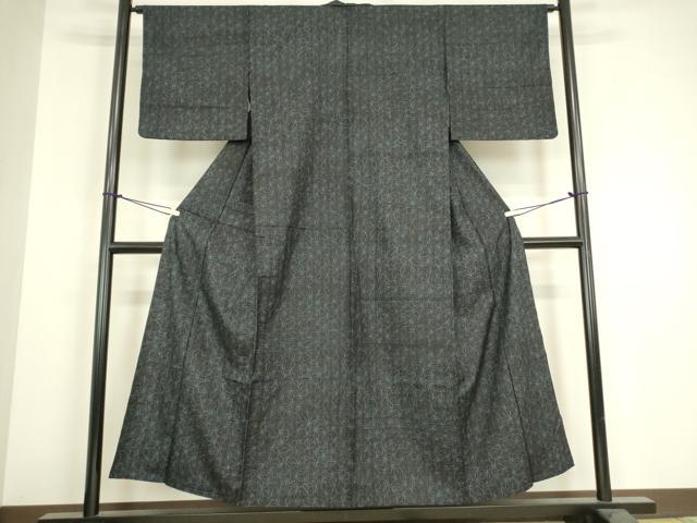 平和屋着物▽上質な紬 単衣 麻の葉文 正絹 逸品 DABH6281az