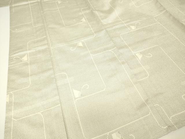 平和屋着物▽本塩沢 単衣 幾何学柄 110亀甲 正絹 逸品 DABH6283az
