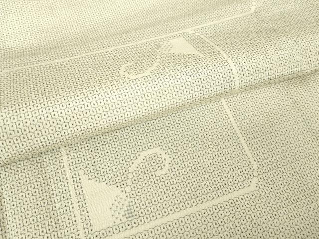 平和屋着物▽本塩沢 単衣 幾何学柄 110亀甲 正絹 逸品 DABH6283az