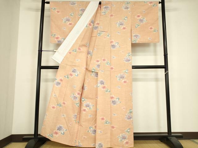 平和屋着物▽上質な紬 単衣 舞花文 正絹 逸品 DABH6288az