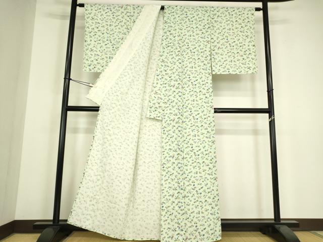 平和屋着物▽上質な小紋 単衣 菊唐草文 正絹 逸品 DABH6293az