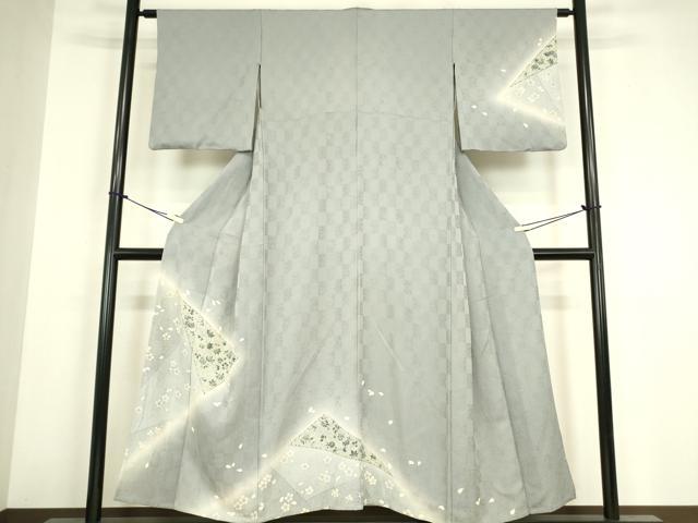 平和屋着物▽訪問着 単衣 舞桜文 暈し染め 金彩 正絹 逸品 DABH6304az