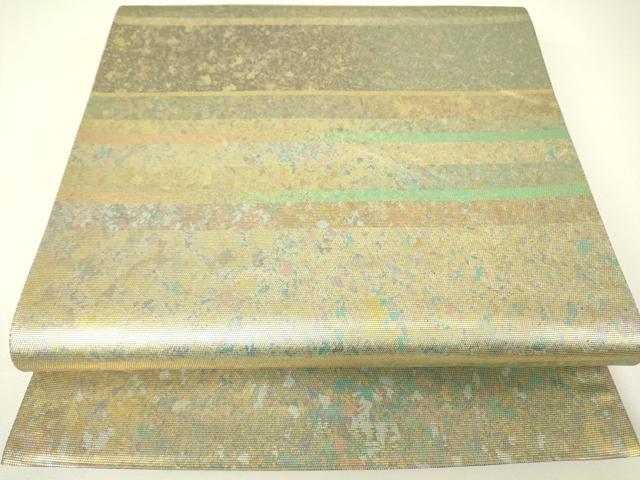 平和屋着物▼六通柄袋帯 横段霞文 金彩 正絹 逸品 DABH6321az