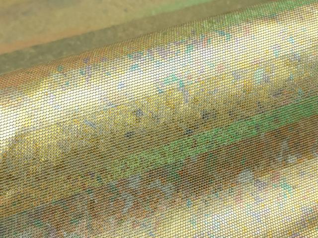 平和屋着物▼六通柄袋帯 横段霞文 金彩 正絹 逸品 DABH6321az