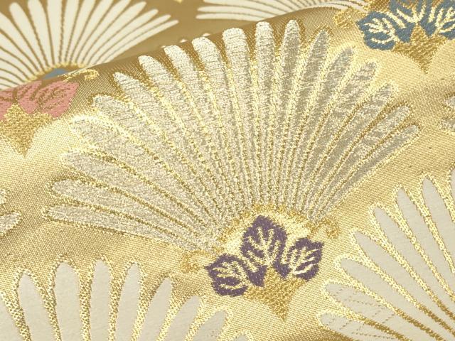 平和屋着物▼六通柄袋帯 唐織 花青海波 舞 金銀糸 正絹 逸品 DABH6330az