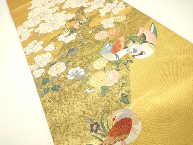 平和屋着物▼六通柄袋帯 唐織 春陽夫婦鴛鴦文 金糸 引箔 正絹 逸品 DABH6331az