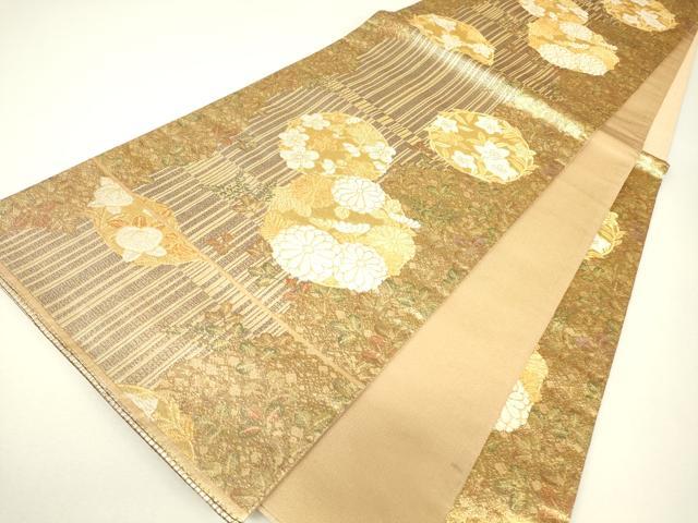 平和屋着物▼六通柄袋帯 花丸文 金糸 正絹 逸品 DABH6333az
