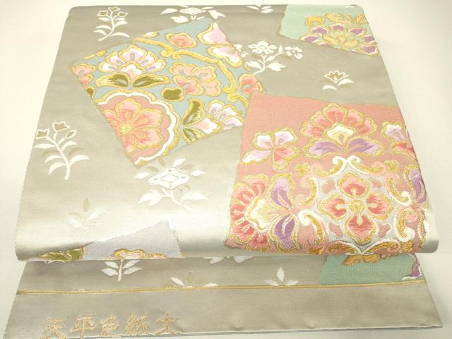平和屋着物▼六通柄袋帯 天平色紙文 金糸 正絹 逸品 DABH6345az