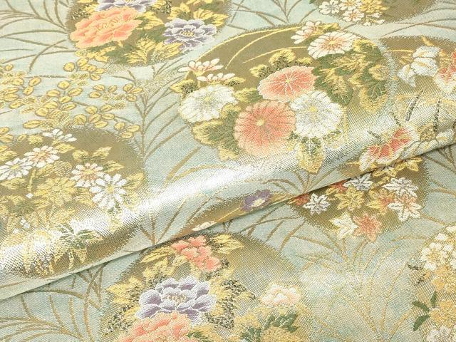 平和屋着物▼六通柄袋帯 花丸文 金糸 正絹 逸品 DABH6371az