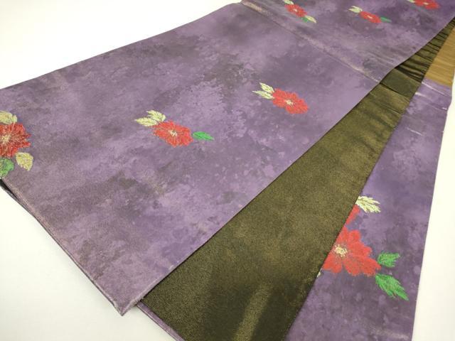 平和屋着物▼六通柄袋帯 舞花文 金糸 引箔 反端付き 正絹 逸品 DABH6374az