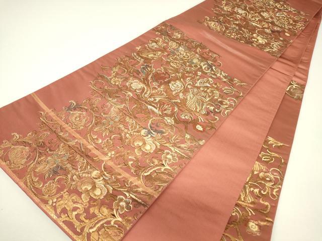 平和屋着物▼六通柄袋帯 ルネッサンスエンゼル 手金唐革織 金糸 正絹 逸品 DABH6381az