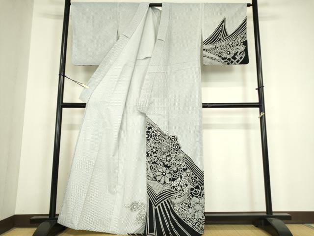 平和屋着物▽訪問着 単衣 舞花文 洗える着物 DABH6397az