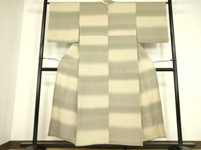 平和屋着物▽上質な紬 単衣 市松文 正絹 逸品 DABH6398az