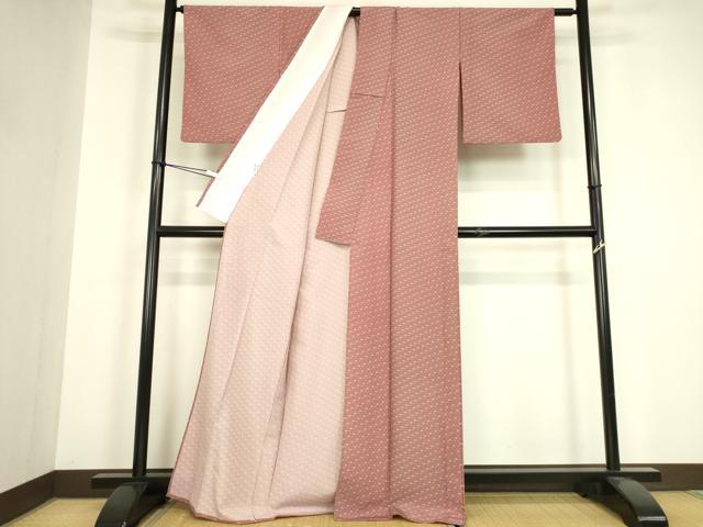 平和屋着物▽小紋 単衣 幾何学花文 さんび謹製 洗える着物 DABH6403az