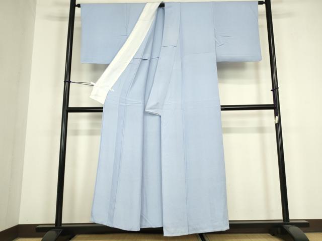 平和屋着物▽上質な色無地 単衣 石畳地紋 淡藤色 正絹 逸品 DABH6409az