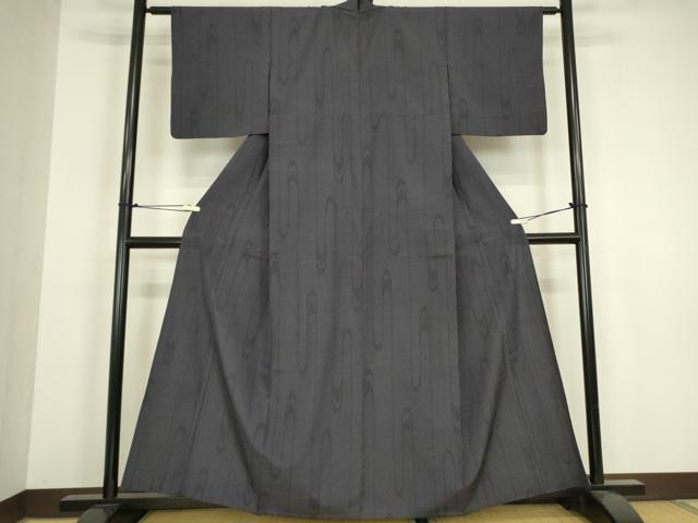 平和屋着物▽本塩沢 単衣 110亀甲 変わり間道 正絹 逸品 DABH6417az