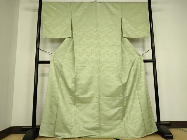 平和屋着物▽色無地 単衣 菱地紋 夏虫色 洗える着物 DABH6419az