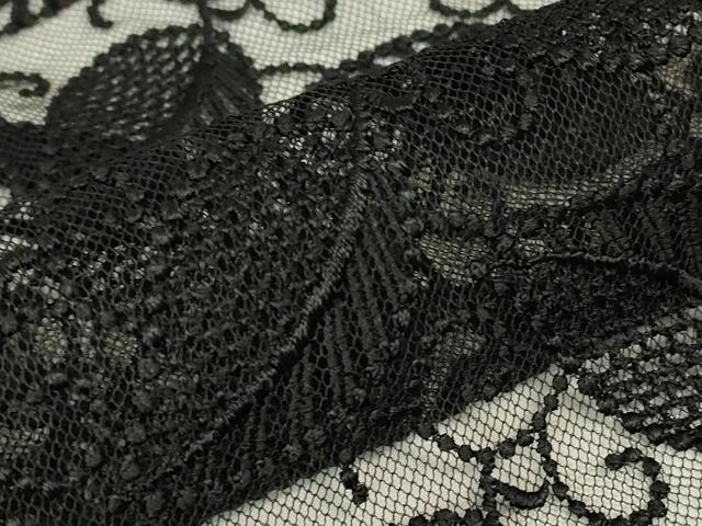 平和屋着物▽道行コート スリーシーズン 春夏秋 塵除け 総レース 舞葉文 黒地 DABH6446az