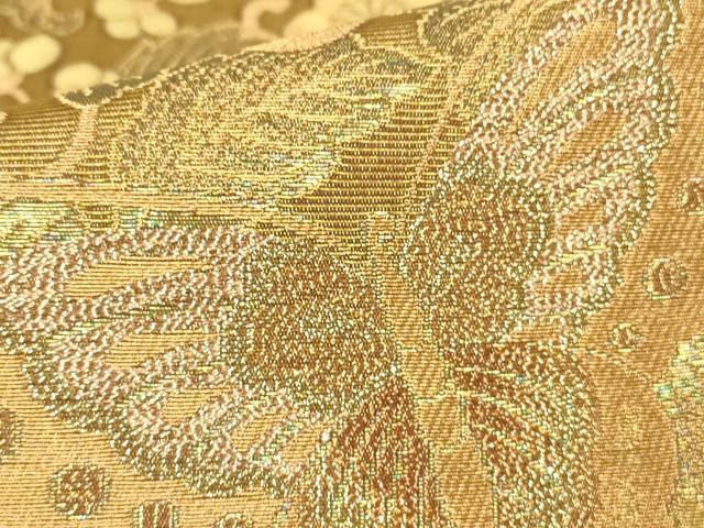 平和屋着物▼六通柄袋帯 献上梅唐草文 金糸 正絹 逸品 DABH6448az