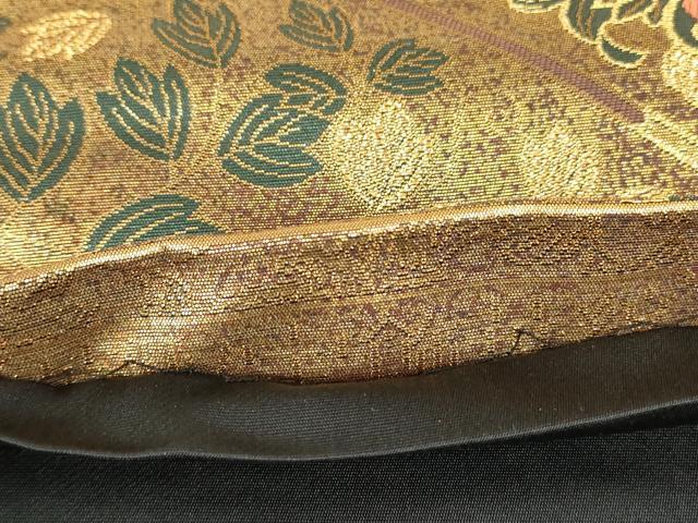 平和屋着物▼六通柄袋帯 彫金 更紗花文 正絹 逸品 DABH6461az