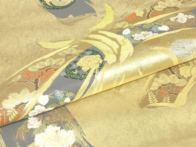 平和屋着物▼六通柄袋帯 束ね熨斗文 金銀糸 引箔 正絹 逸品 DABH6462az