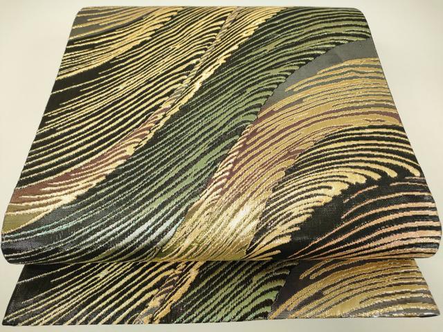平和屋着物▼六通柄袋帯 霞文 金糸 正絹 逸品 DABH6467az