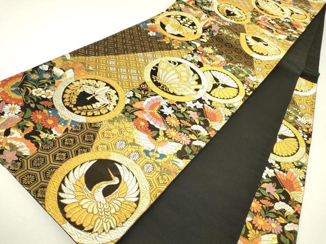 平和屋着物▼六通柄袋帯 唐織 慶匠錦 花鳥蝶文 金銀糸 正絹 逸品 DABH6468az