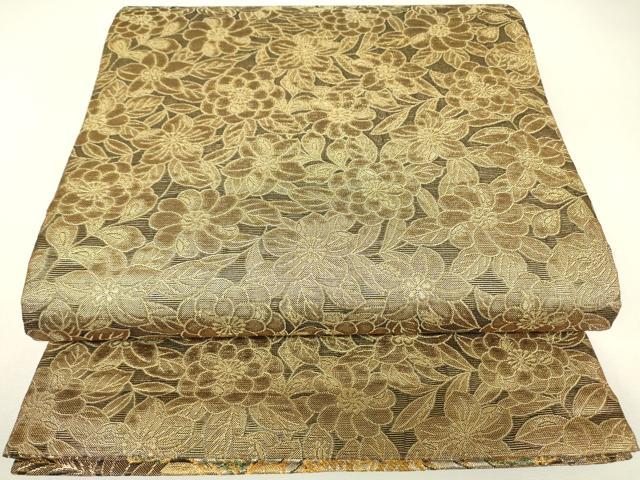 平和屋着物▼両面 六通柄袋帯 舞蝶花文 金糸 正絹 逸品 DABH6470az