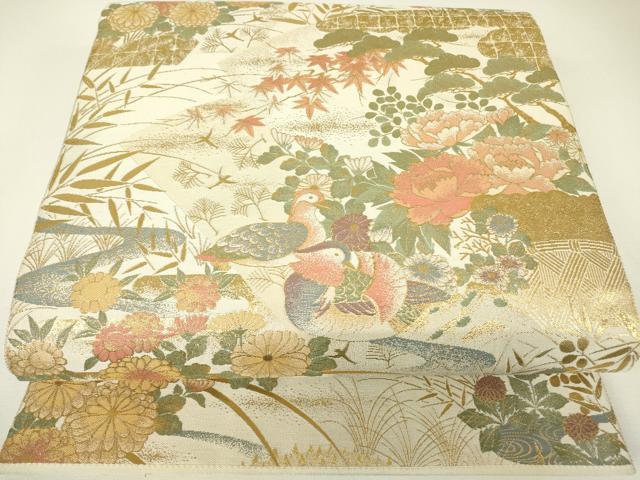 平和屋着物▼伝統工芸士 平田藤三郎 六通柄袋帯 古都乃調 紹巴 金糸 正絹 逸品 DABH6494az