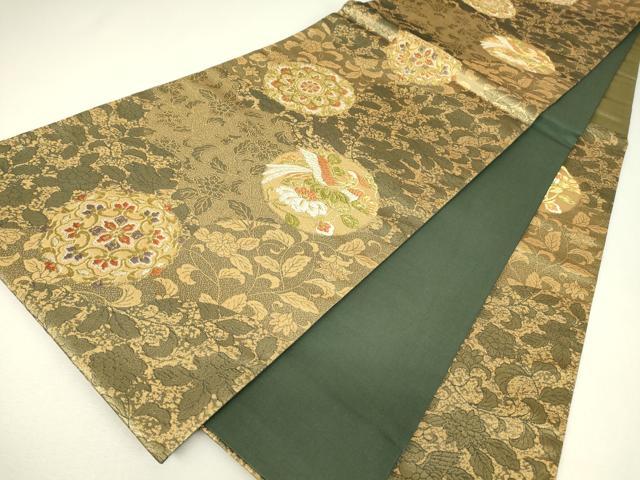 平和屋着物▼六通柄袋帯 美しき憧れ 正倉院花鳥文 金糸 正絹 逸品 DABH6540az