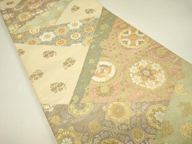 平和屋着物▼六通柄袋帯 正倉院名物裂花文 金銀糸 正絹 逸品 DABH6541az