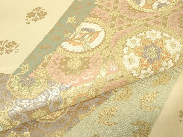 平和屋着物▼六通柄袋帯 正倉院名物裂花文 金銀糸 正絹 逸品 DABH6541az