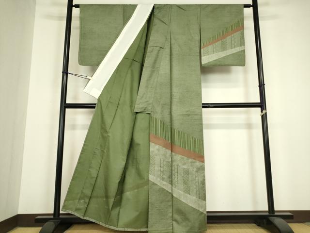 平和屋着物▽訪問着 本場染大島紬 単衣 吉祥文様 正絹 逸品DABH6566az
