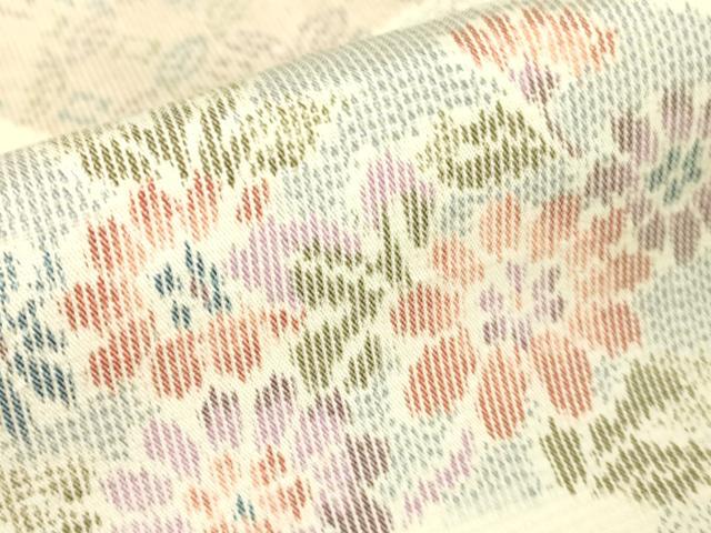 平和屋着物▽上質な紬 単衣 地紙花文 正絹 逸品 DABH6579az