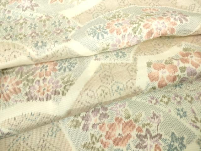 平和屋着物▽上質な紬 単衣 地紙花文 正絹 逸品 DABH6579az