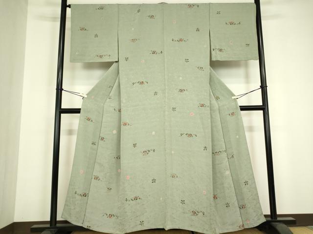 平和屋着物▽上質な小紋 単衣 絞り 流水花文 金彩 正絹 逸品 DABH6582az