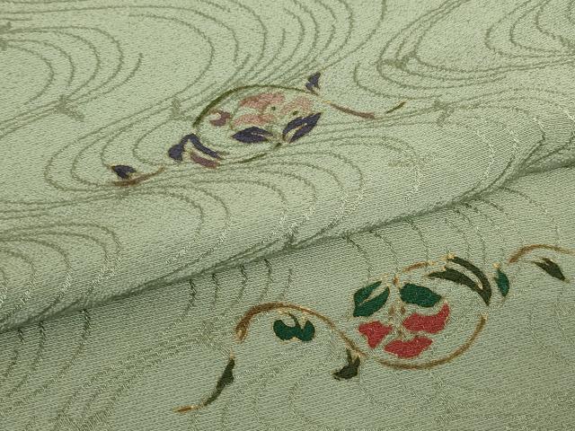 平和屋着物▽上質な小紋 単衣 絞り 流水花文 金彩 正絹 逸品 DABH6582az