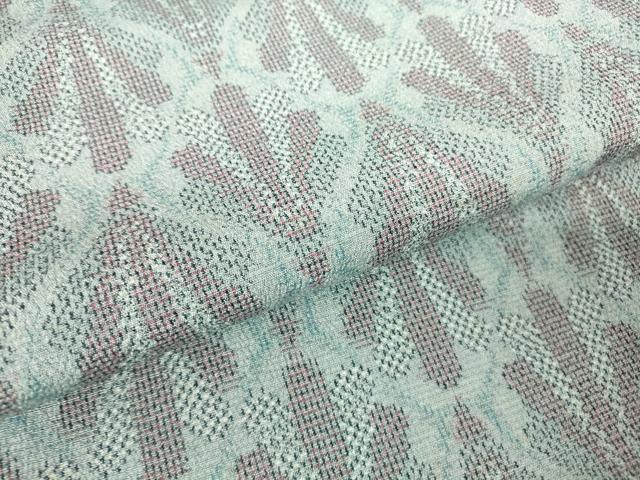 平和屋着物▽本塩沢 やまだ織 単衣 若松葉文 証紙付き 正絹 逸品 DABH6585az