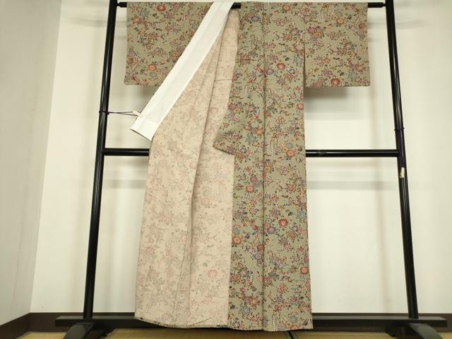 平和屋着物▽小紋 単衣 動物花文 洗える着物 DABH6591az
