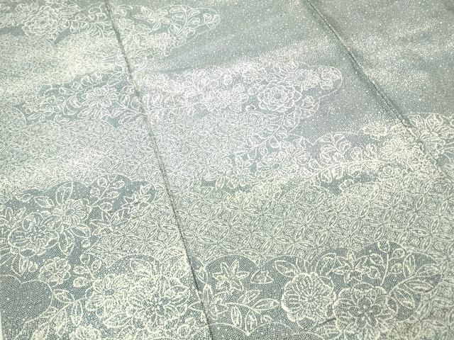 平和屋着物▽江戸小紋 訪問着 単衣 紬地 雲取り七宝花文 正絹 逸品 DABH6593az