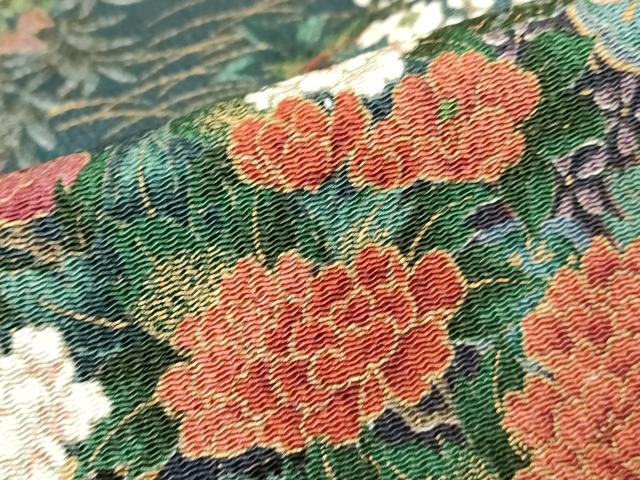 平和屋着物▽上質な小紋 単衣 御所車花文 金彩 鬼しぼ縮緬 正絹 逸品 DABH6600az