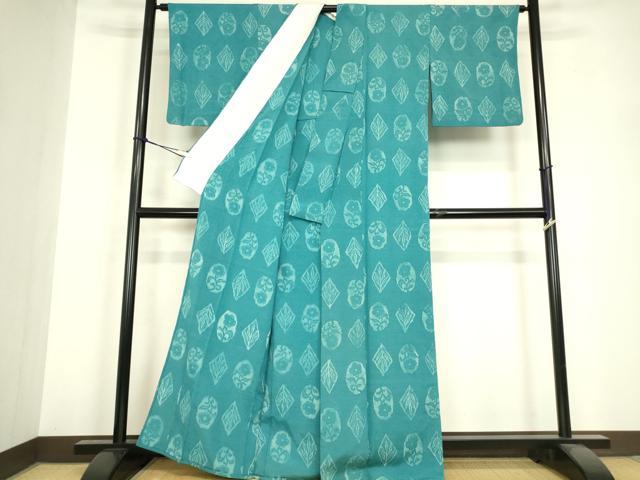 平和屋着物▽上質な小紋 単衣 ろうけつ染め 草花文 正絹 逸品 DABH6603az