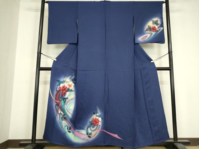 平和屋着物▽訪問着 単衣 草花文 暈し染め 銀彩 正絹 逸品 DABH6604az